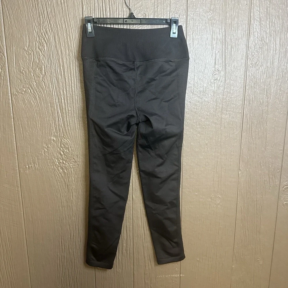 Offline By Aerie Brown Compression Leggings Sz L Ribbed Athletic Gym Loungewear - Picture 4 of 6
